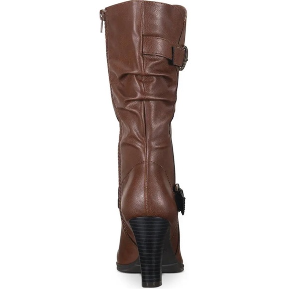 Style & Co Mid Calf Cognac Slouch Heeled boot Wide Calf NEW Size 11M - Picture 2 of 9